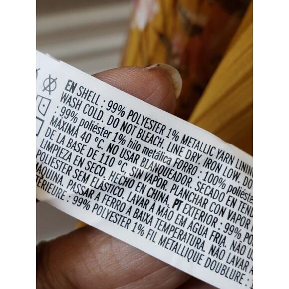 Forever 21 Sheath Dress Womens OX Yellow Floral Keyhole Back Bow Sweetheart Neck - Picture 7 of 14